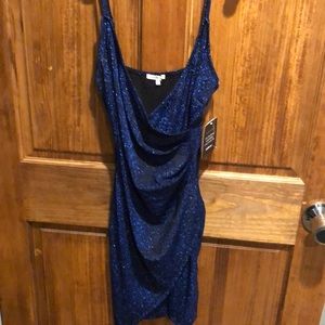 Blue and black glittery mini dress (2)